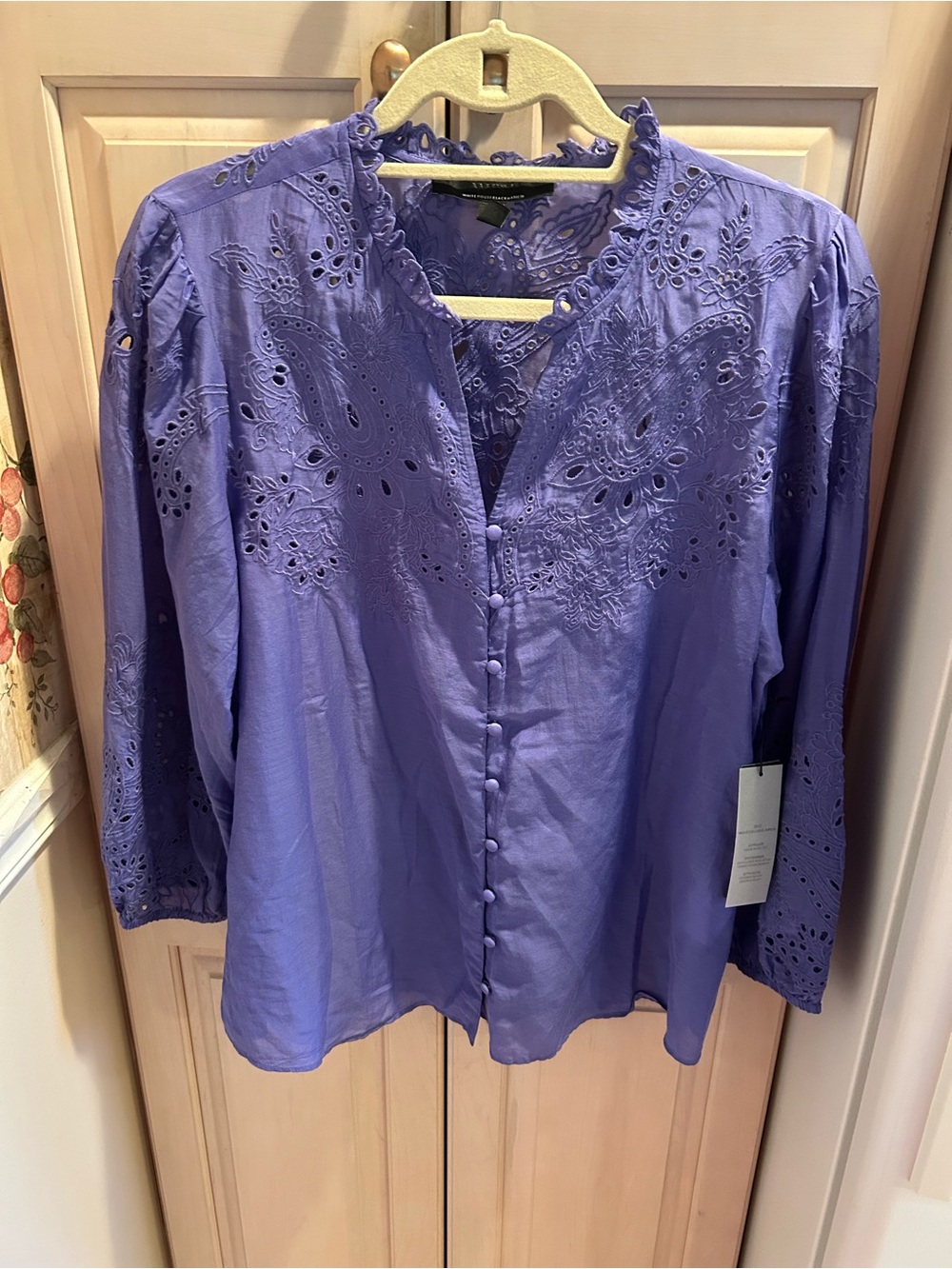 White House Black Market Purple Blouse Size L New With Tags